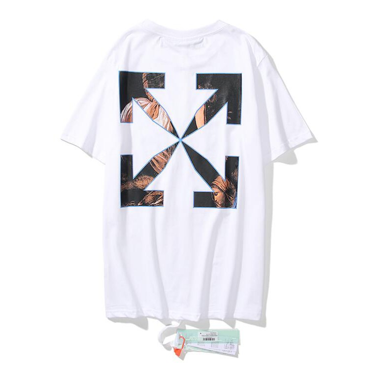 Áo thun trắng ngắn tay vải cotton in chữ thời trang