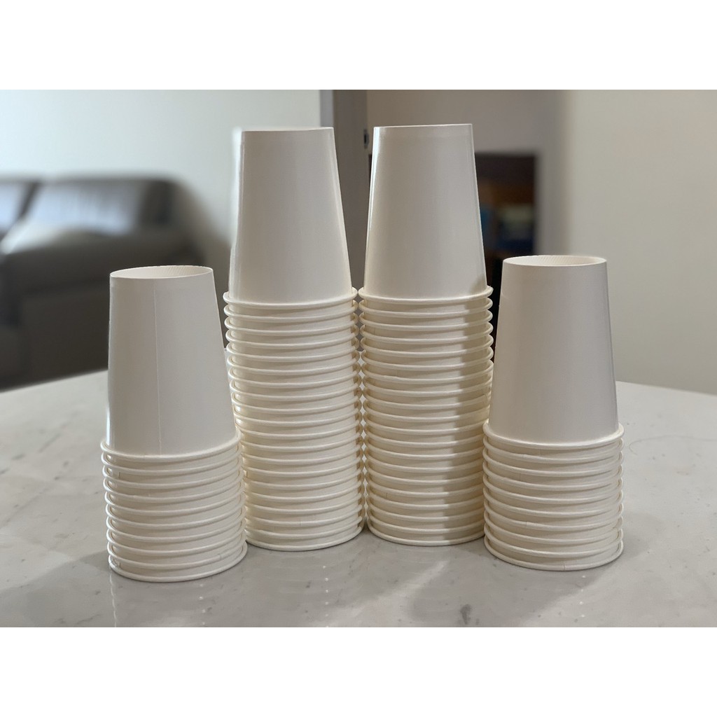 100 Cốc giấy dùng một lần kích thước 7OZ&9OZ&12OZ&14OZ (210ml, 270ml, 300ml, 360ml)-không nắp | BigBuy360 - bigbuy360.vn