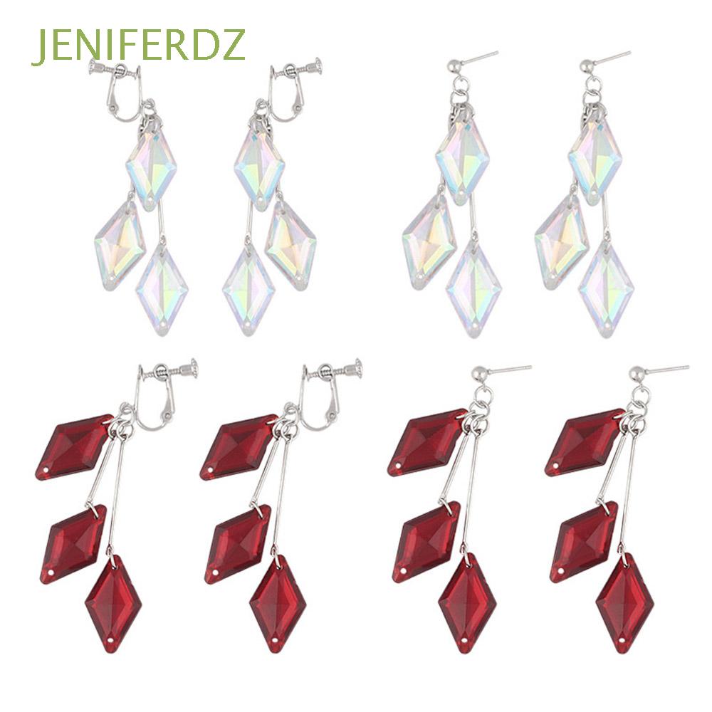 JENIFERDZ Fashion The Little Mermaid Earrings Cosplay Drop Earrings Anime Twisted Wonderland Earrings Women Ear Clip Tassel Jewelry Geometric Acrylic Floyd Clip Earrings/Multicolor