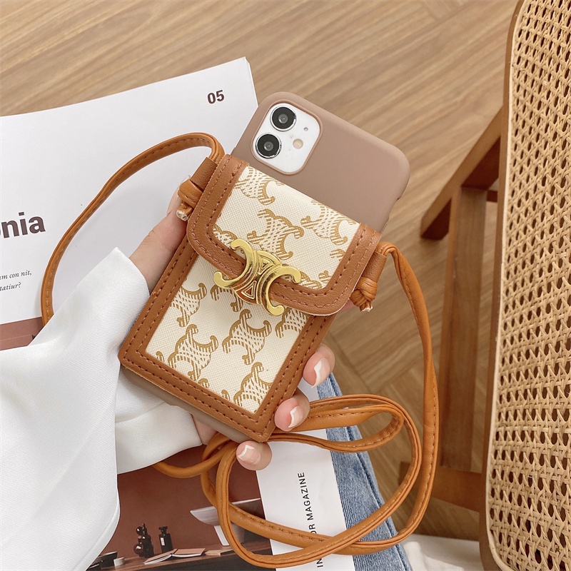 Ốp điện thoại phối ví đựng thẻ có dây đeo thời trang cho Iphone 13 11 Pro Max 12 Mini 5 5s 6 6s 7 8 Plus