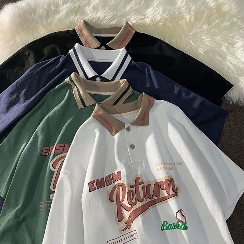 IELGY Áo thun polo tay ngắn phong cách thời trang retro dành cho nữ