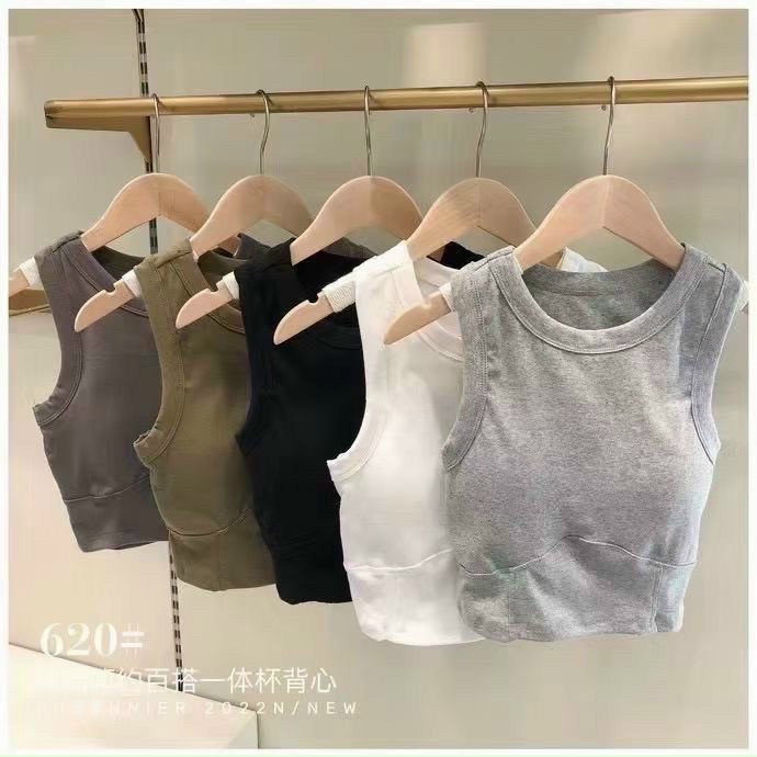 Áo croptop nữ OKIMAC sát nách có sẵn đệm ngực ôm body đường may viền nổi 5 màu trơn dễ phối đồ thời trang nữ