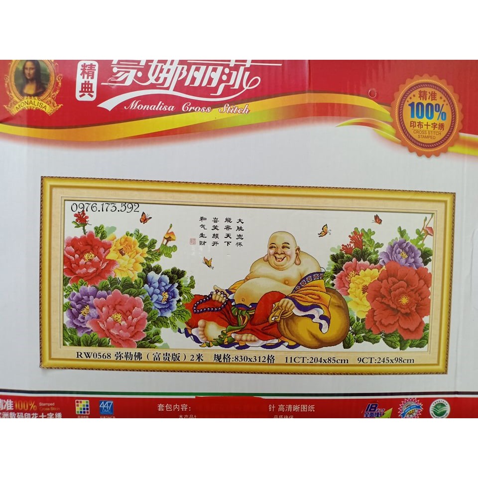Tranh thêu chữ thập Phật Di Lạc I 204x85cm I RW0568
