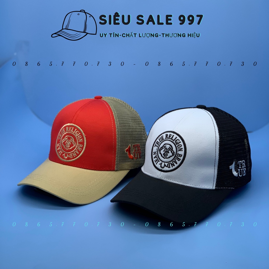 MŨ LƯỠI TRAI PHỐI LƯỚI ÔNG ĐỊA LOGO TRÒN 2 MÀU ĐỎ,ĐEN CAO CẤP ĐẸP