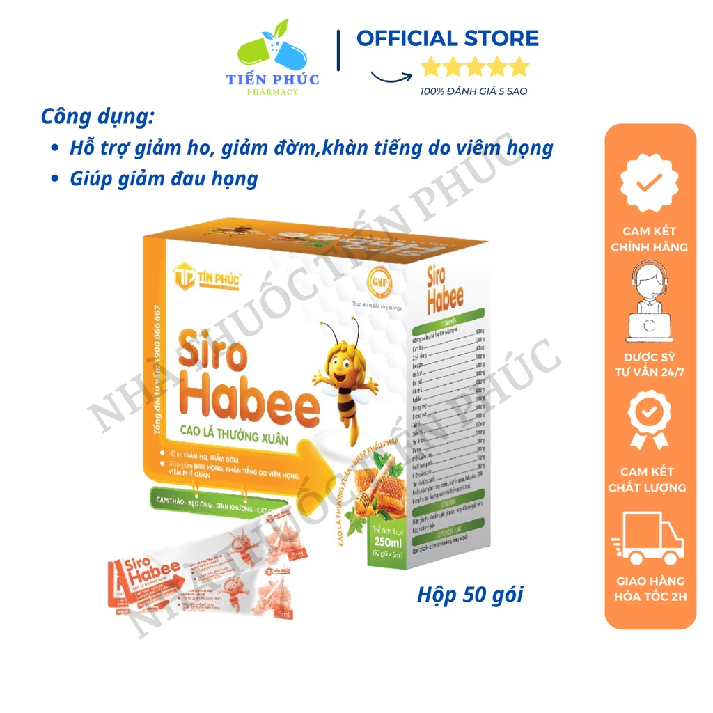 Siro ho HABEE giảm ho cảm cúm sổ mũi cao lá thường xuân  cho bé