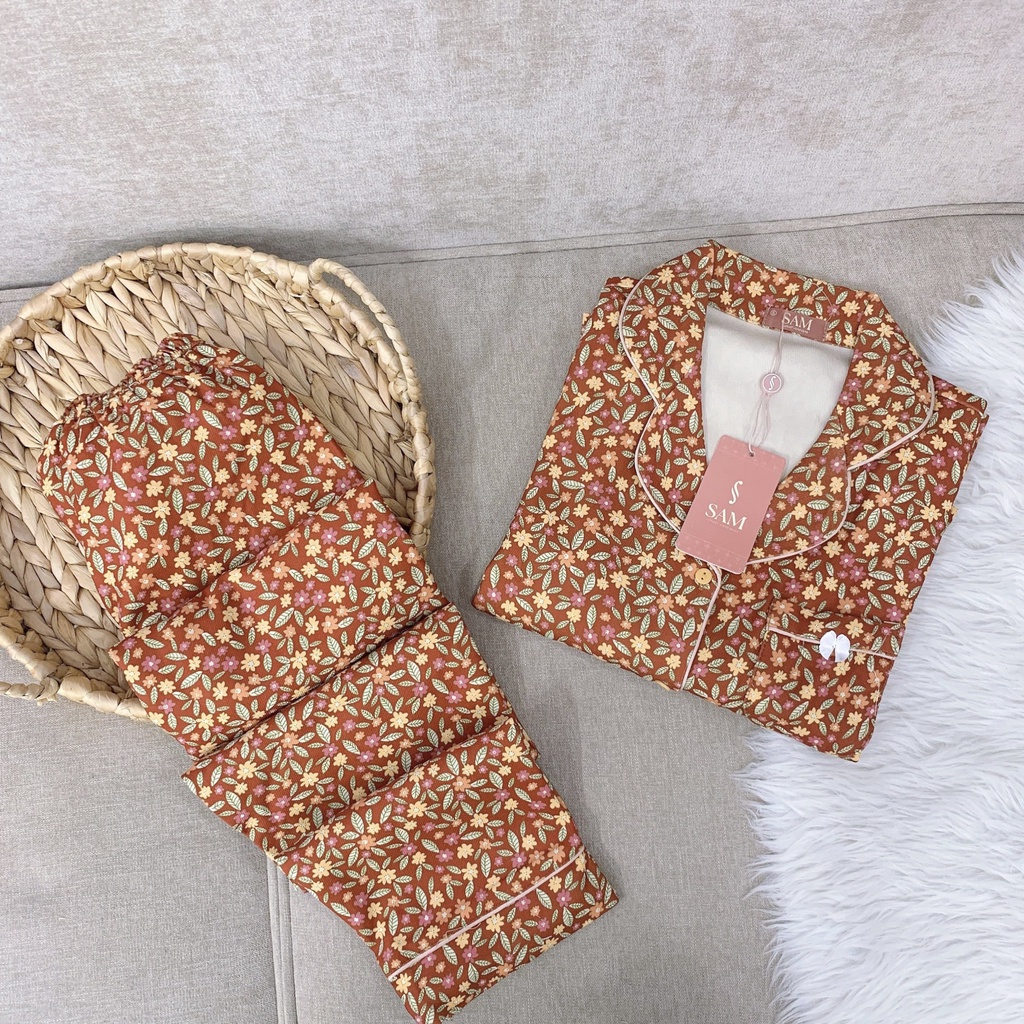 Bộ mặc nhà thu đông dài tay vải nhung mềm, đồ ngủ họa tiết hoa nhí nhiều màu, pijama WOWOMI | BigBuy360 - bigbuy360.vn