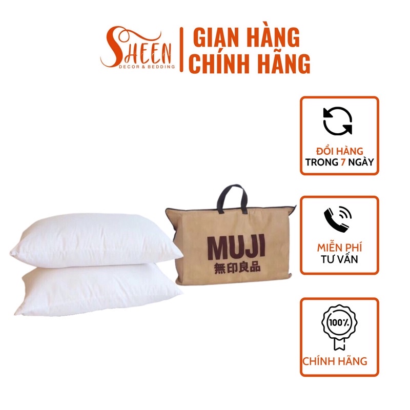 Ruột gối đầu muji xuất nhật cao cấp Sheen bedding (2 chiếc)