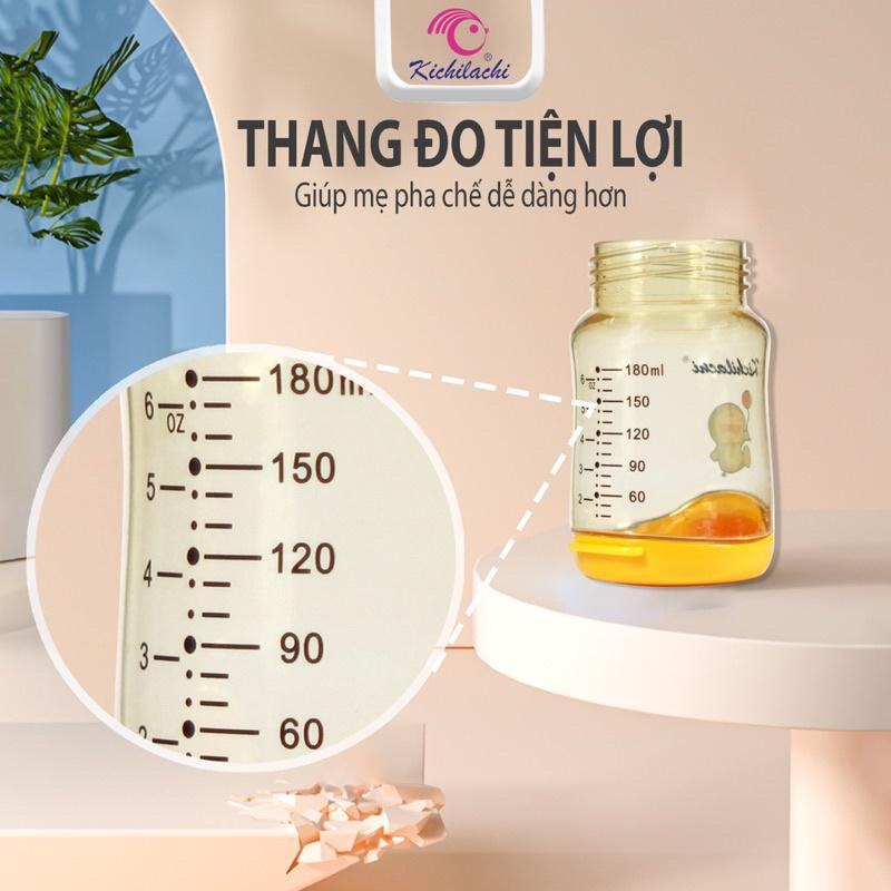Bình Sữa Kichilachi Cổ Rộng Cho Bé, Cảm Biến Nhiệt ,chất Liệu Ppsu Có Quai Cầm ,núm Ty Siêu Mềm Cho Bé - LoKi