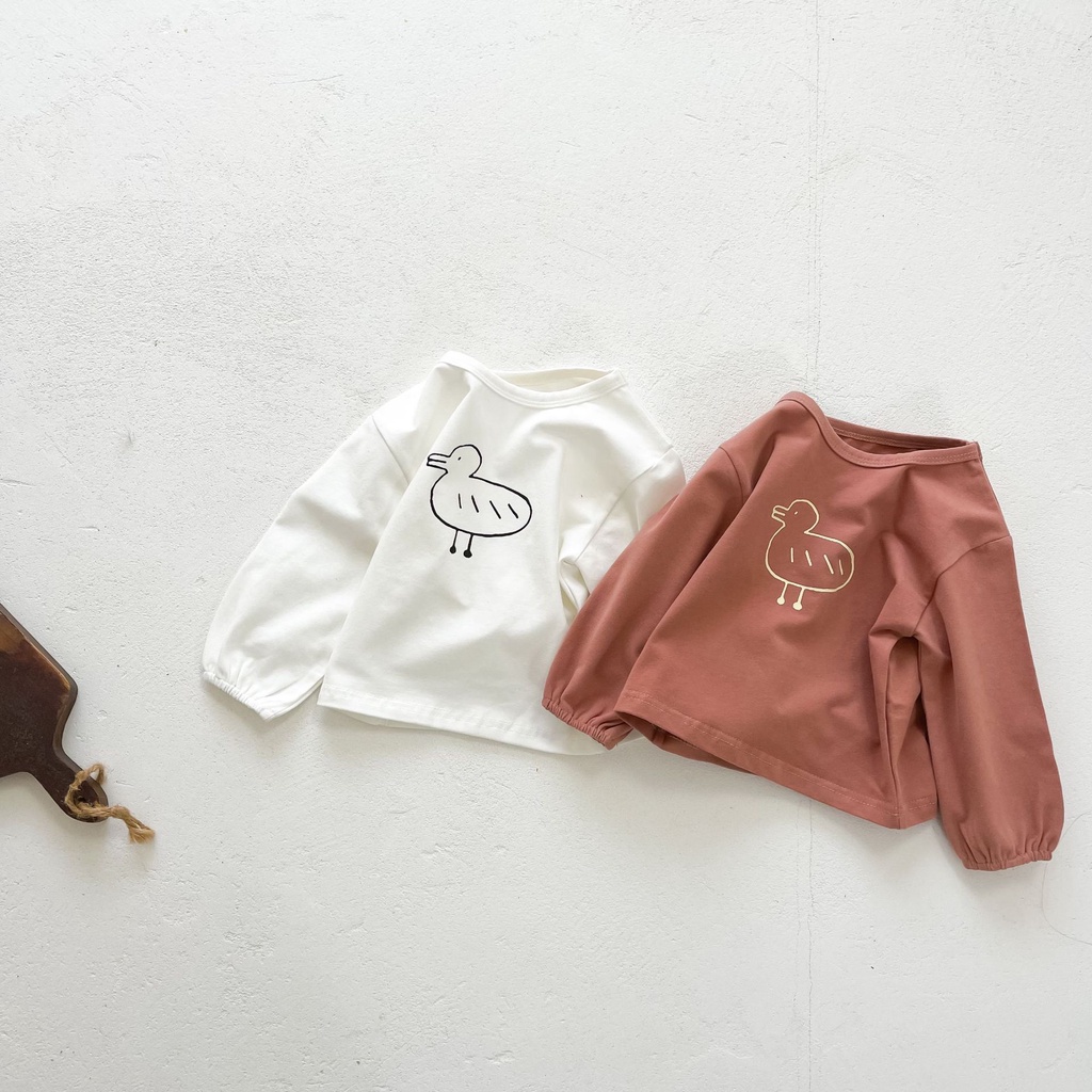 Áo Liền Quần Tay Dài In Hình Vịt Con Bằng Cotton Dành Cho Trẻ Em Thời Trang 2023