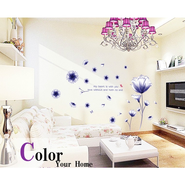 Decal dán tường trang trí - HOA THIÊN LÝ TÍM