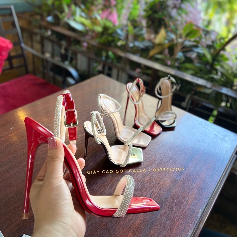 SANDAL DÂY ĐÁ CAO CẤP CALLA MÀU ĐEN - ĐỎ