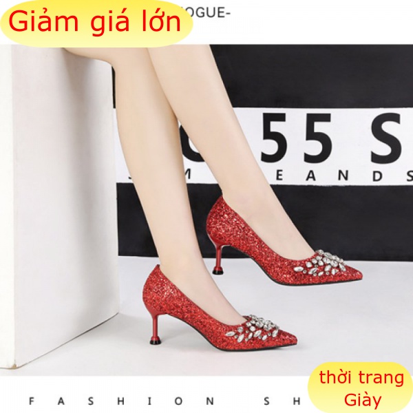 Giày Cao Gót 6.5cm Mũi Nhọn Kiểu Hàn Quốc Xinh Xắn Cho Nữ