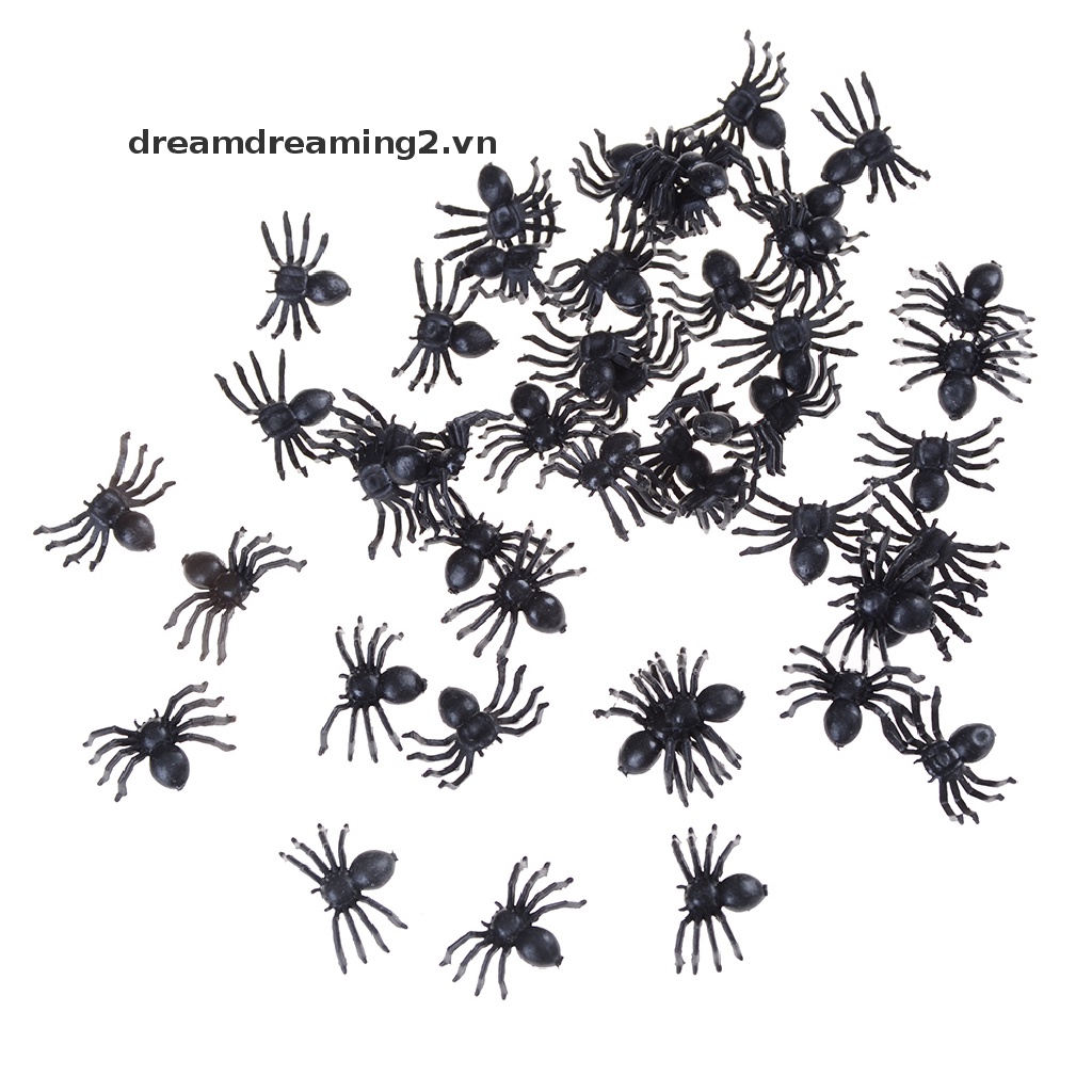 Set 50 Nhện Giả Bằng Nhựa Màu Đen Vui Nhộn Trang Điểm Halloween