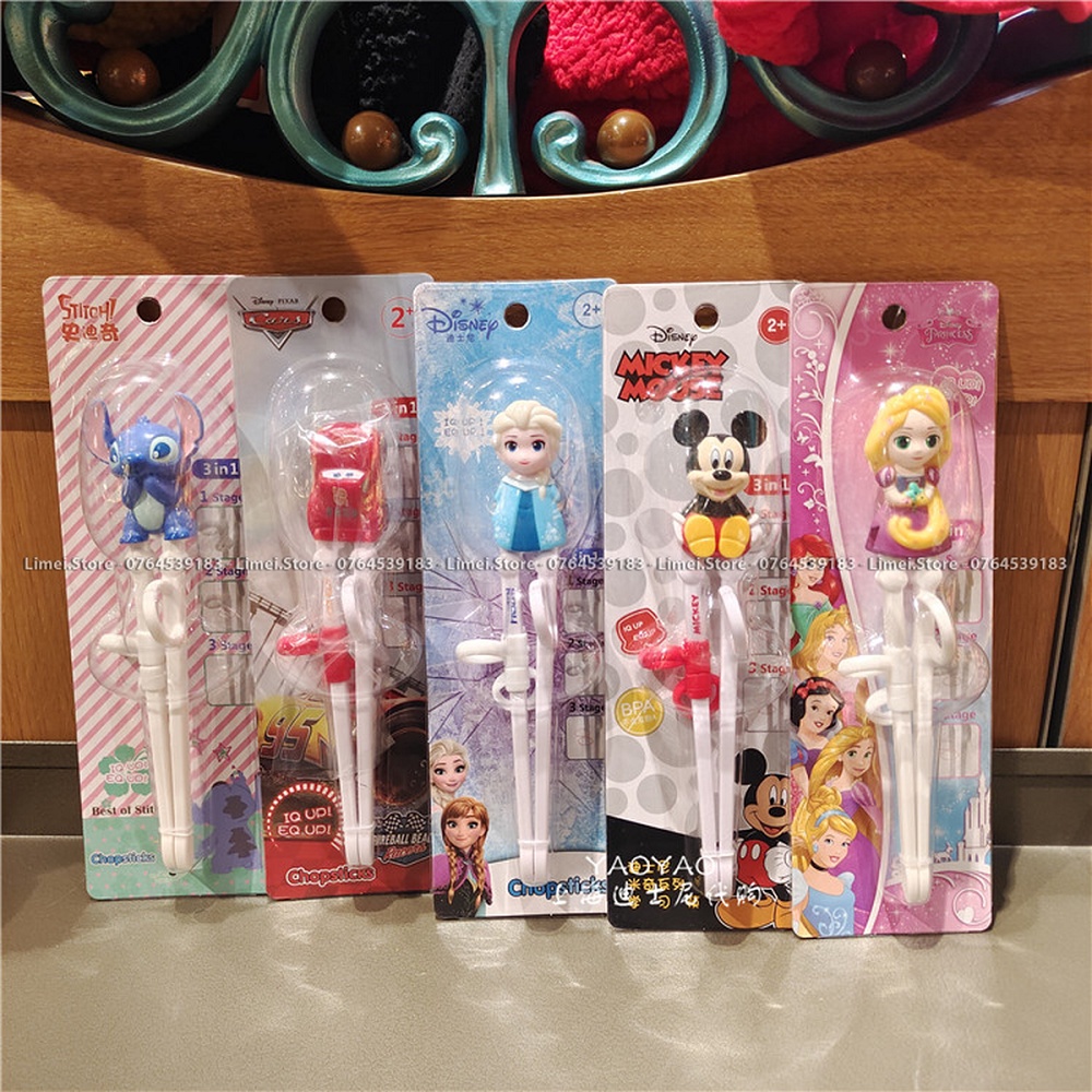Đũa tập ăn nhựa 3D Frozen Car95 Princess Mickey Minnie Elsa Stitch Mike Sulley Rapunzel Disney cho trẻ em