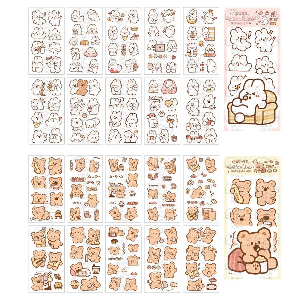 Miếng Dán Trang Trí Điện Thoại / Sổ Tay / Nhật Ký Hình Thỏ Kem Kawai Hoạt Hình DIY
