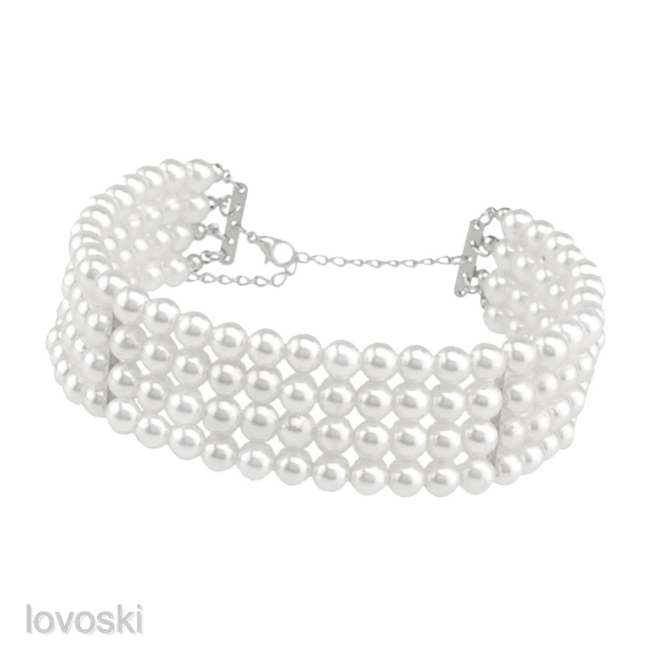 Vòng cổ choker nhiều lớp đính hạt ngọc trai nhân tạo
