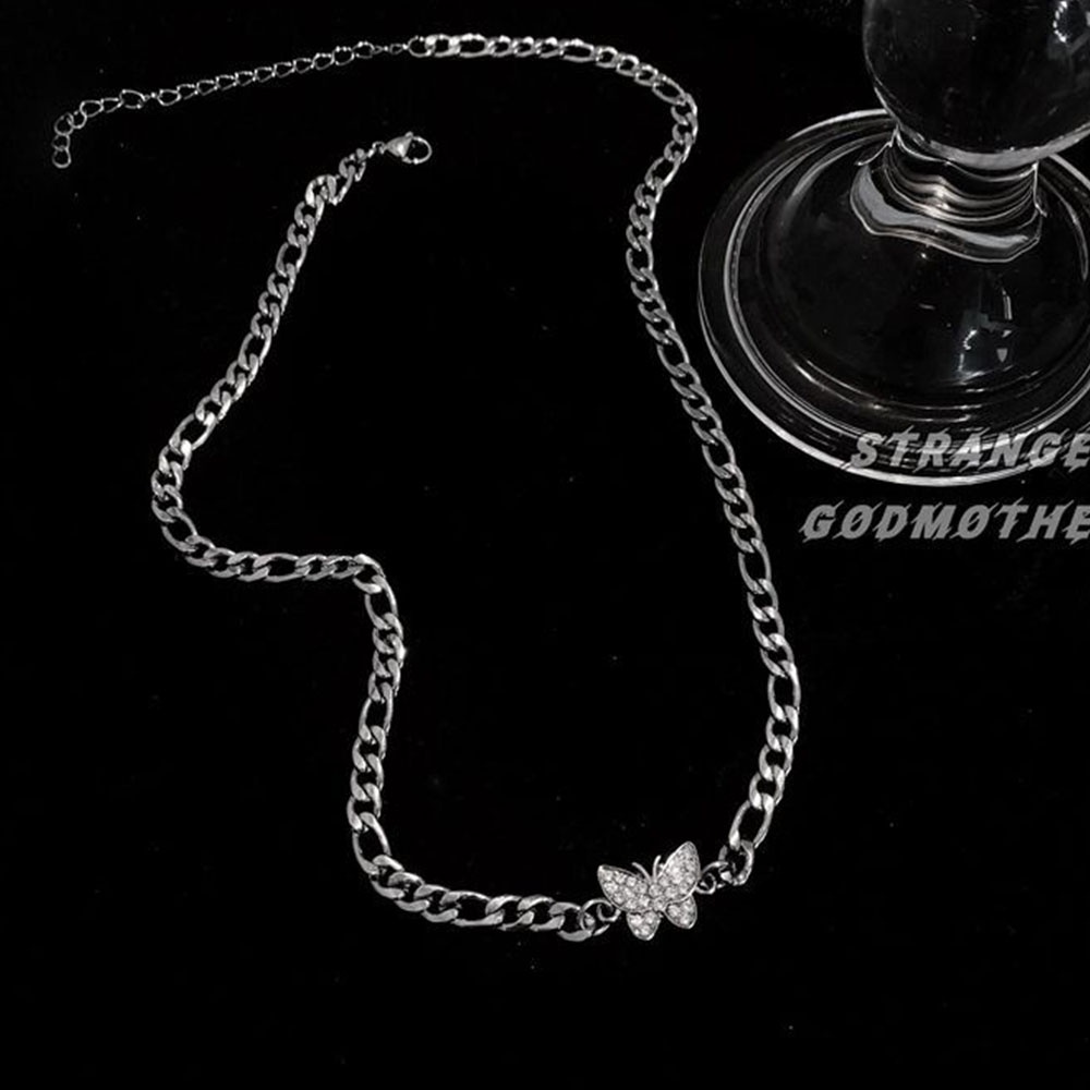 Vòng Cổ Choker Hình Bướm/Trái Tim Đính Đá Lấp Lánh