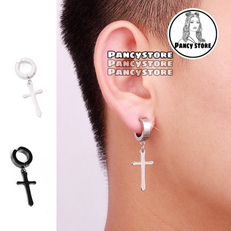 kẹp tai nam nữ thánh giá không cần xỏ lỗ Unisex titan không gỉ