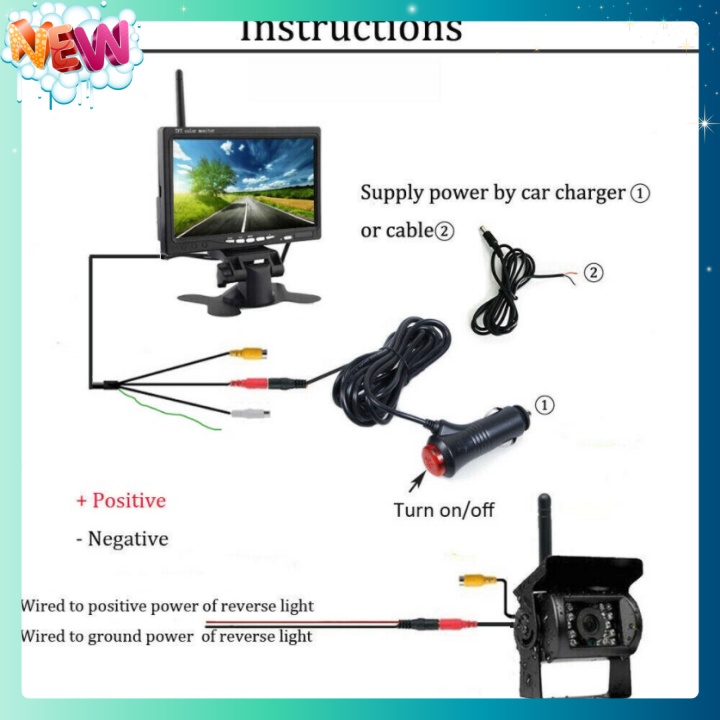 🇳 🇪 🇼®️ Camera lùi không dây kèm màn hình 7 inch, có hồng ngoại sử dụng ban đêm 12v-24v | BigBuy360 - bigbuy360.vn