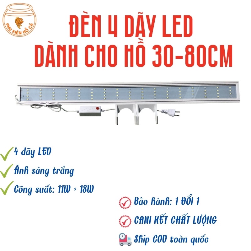 Đèn LED hồ cá 30-80 cm FULL TRẮNG với 4 dãy đèn phù hợp cho hồ cá , hồ thủy sinh