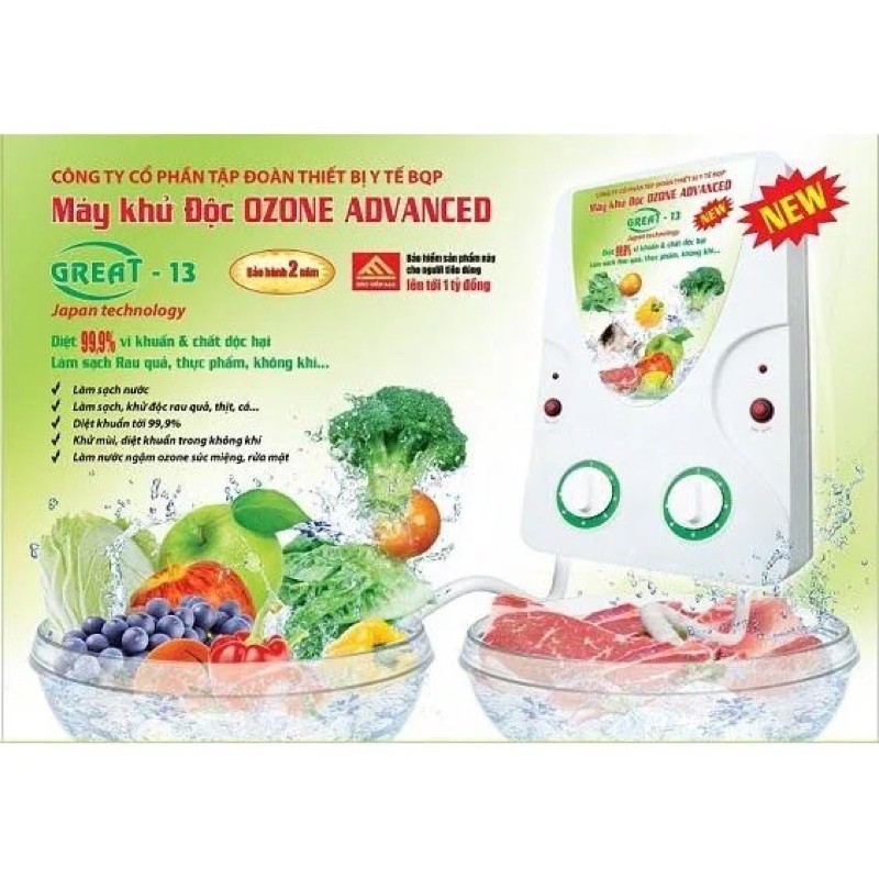 Máy khử độc rau củ quả Ozone Advanced Great -2 VÒI ( giá gốc 3.500.00)