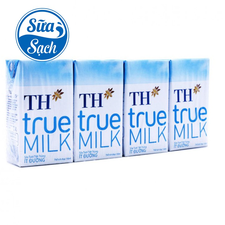 Lốc 4 hộp TH True Milk ít đường/Dâu 110ml date mới