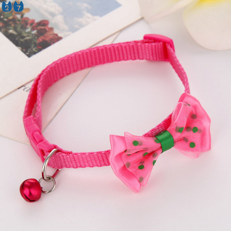 Vòng Cổ Nylon Đính Nơ Có Chuông Dễ Thương Có Thể Điều Chỉnh Màu Kẹo Ngọt Thời Trang Cho Thú Cưng 27 Cái