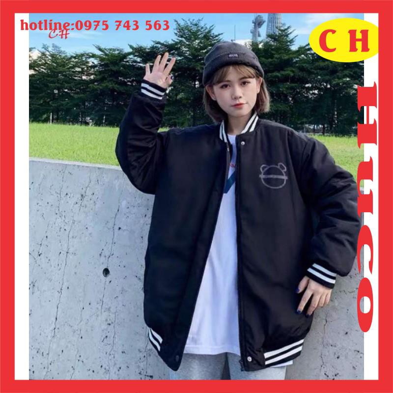 áo khoác bomber thời trang thu đông nam nữ -  chất gió phản quang gấu zi - form áo to, unisex, freesize giá rẻ