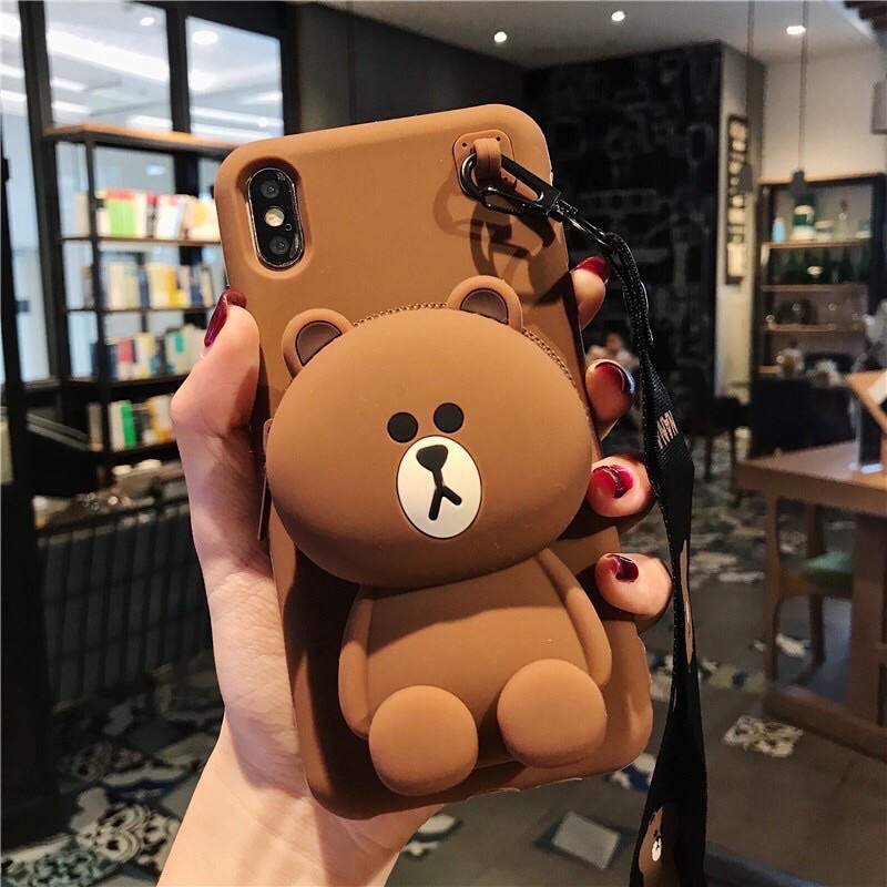 Ốp iphone gấu có ví đựng đồ