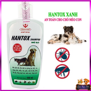Sữa Tắm Cho chó mèo - Hantox Shampoo Xanh Nhũ Bạc - An toàn với chó mèo con - Chai 200ml