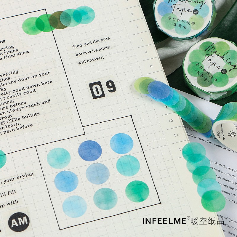 Washi tape chấm tròn Infeel me mầu cơ bản ( Infeel me Masking tape)