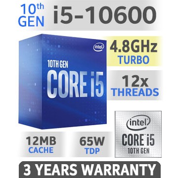 CPU Intel Core I5 10600 6C/12T 12MB Cache 3.30 GHz Upto 4.80 GHz - Bảo hành 36 Tháng | WebRaoVat - webraovat.net.vn