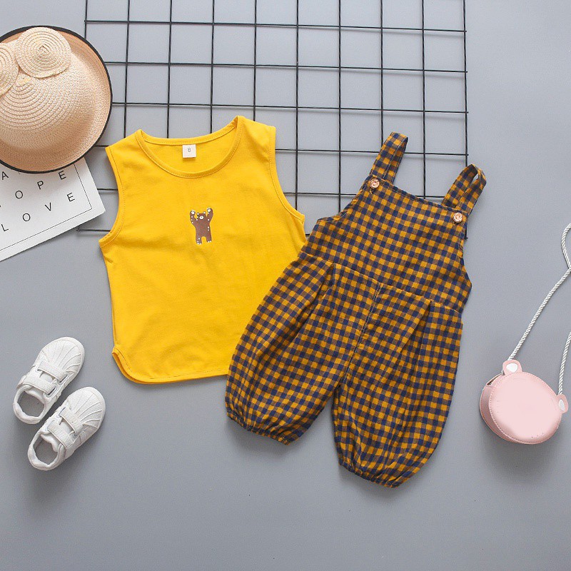 Set đồ bộ ngắn không tay in họa tiết dễ thương cho bé gái