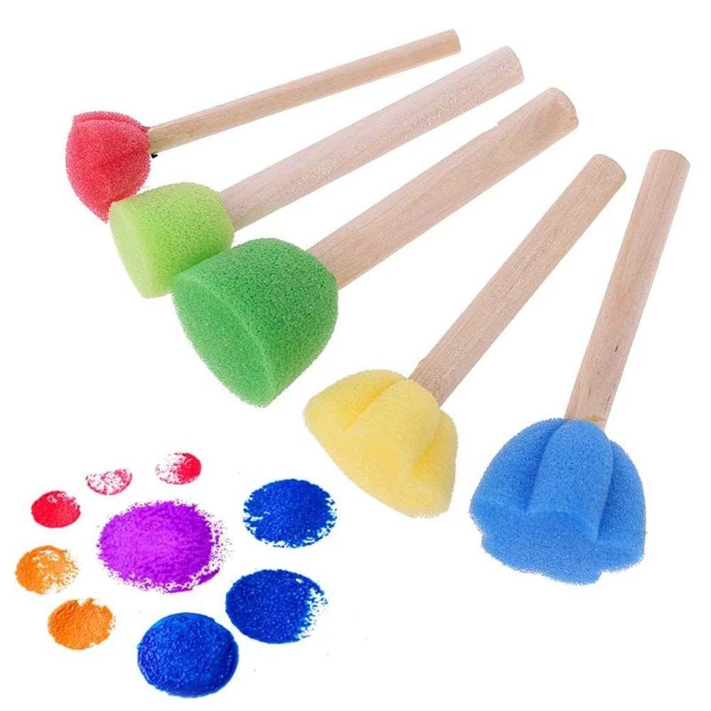 PEWANY Bộ 5 Con Dấu Bằng Xốp Và Gỗ Dùng Vẽ Tranh DIY Dành Cho Trẻ Mẫu Giáo