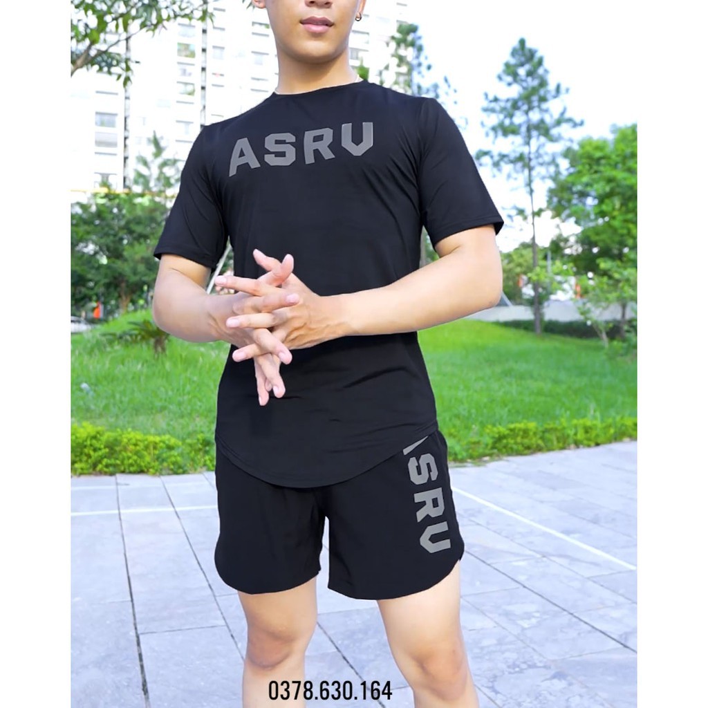 Bộ đồ tập gym nam ASRV thun lạnh co giãn 4C,quần áo gym nam đẹp(video review) . ་