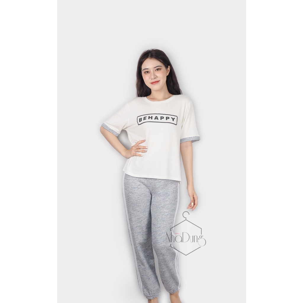 &lt;A24&gt; Đồ bộ mặc nhà đồ thể thao nữ cotton lụa mềm mát trẻ trung năng động Nhã Dung Store dưới 70kg