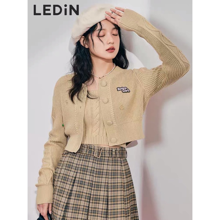 DUNEA Bộ Áo Khoác Cardigan Dệt Kim + Áo Hai Dây Xinh Xắn Theo Phong Cách Hàn Quốc Dành Cho Nữ