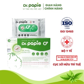 Khăn lau hạ sốt dr papie 0m+ cho bé hạ nhiệt giảm sốt ngăn ngừa co giật