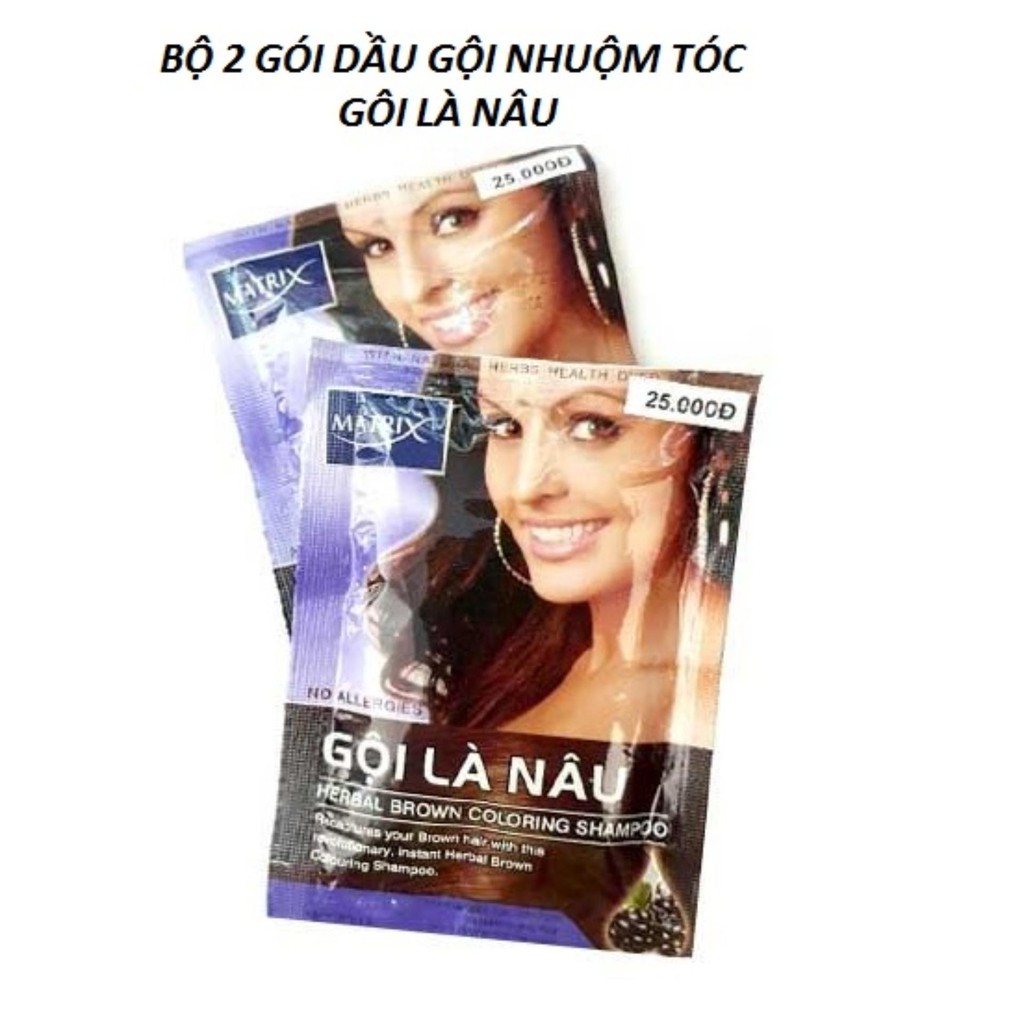 2 Gói Dầu Gội Nhuộm Tóc - Gội Là Nâu Matrix 25g