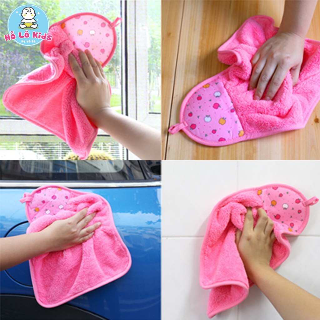 Khăn lau đa năng cotton treo tường siêu thấm nước, tiện dụng có móc treo Hồ Lô Kids