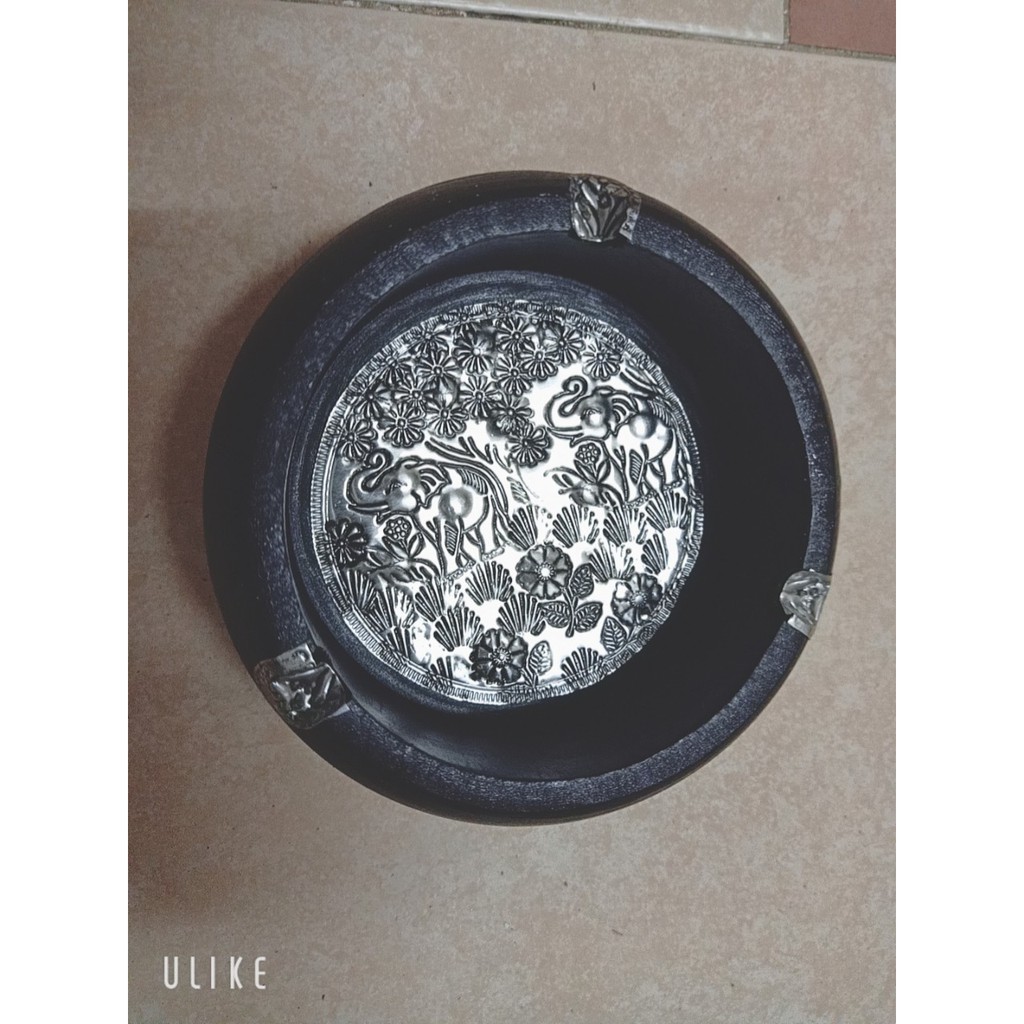 Gạt tàn thuốc lá, xì gà gỗ hình tròn hàng Thái Lan cỡ to 14cm
