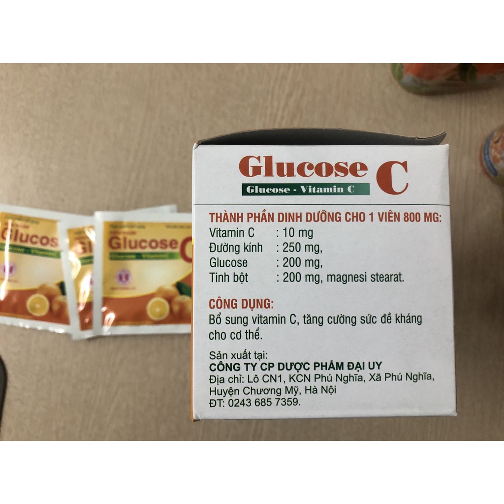 Viên ngậm Vitamin C - Glucose C hộp 30 gói, tăng cường sức đề kháng cho cơ thể
