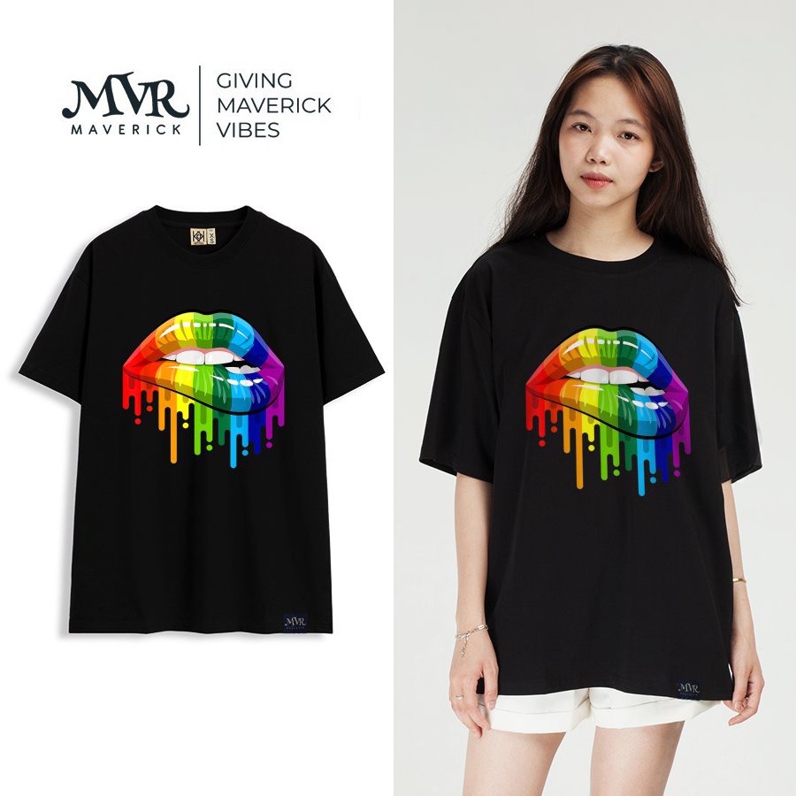 Áo Thun Phông Nam Nữ In Hình Môi 7 Cầu Vồng LGBT Tự Hào Pede Gay Les LGBT Phong Cách Form Hàn Quốc Nhiều KK6008