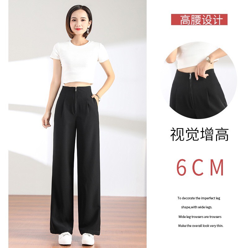 [HOTTREND] Quần ống rộng khoá trước, quần ống suông cạp cao kiểu dáng sang chảnh.