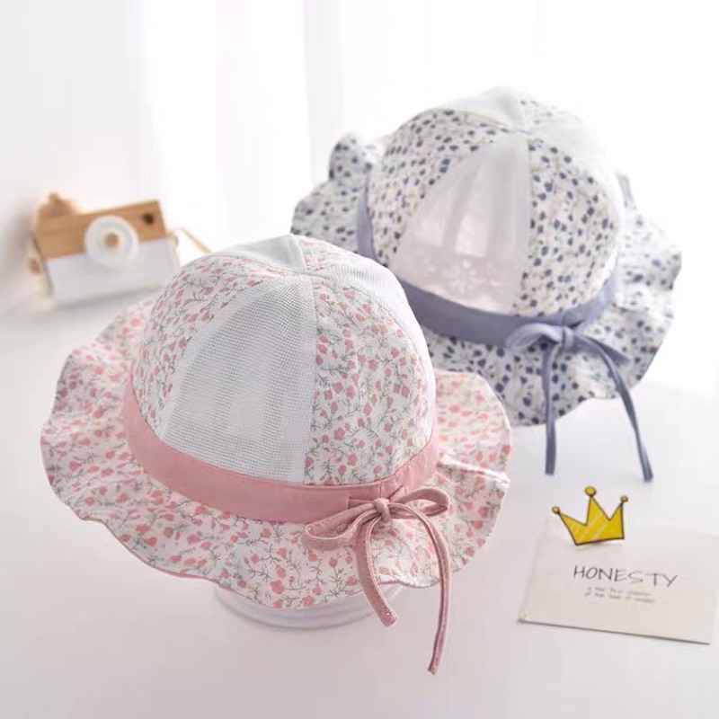 Mũ Nón Xoè Hoa Nhí Vintage Pha Lưới Cho Bé (1-3 Tuổi) M41