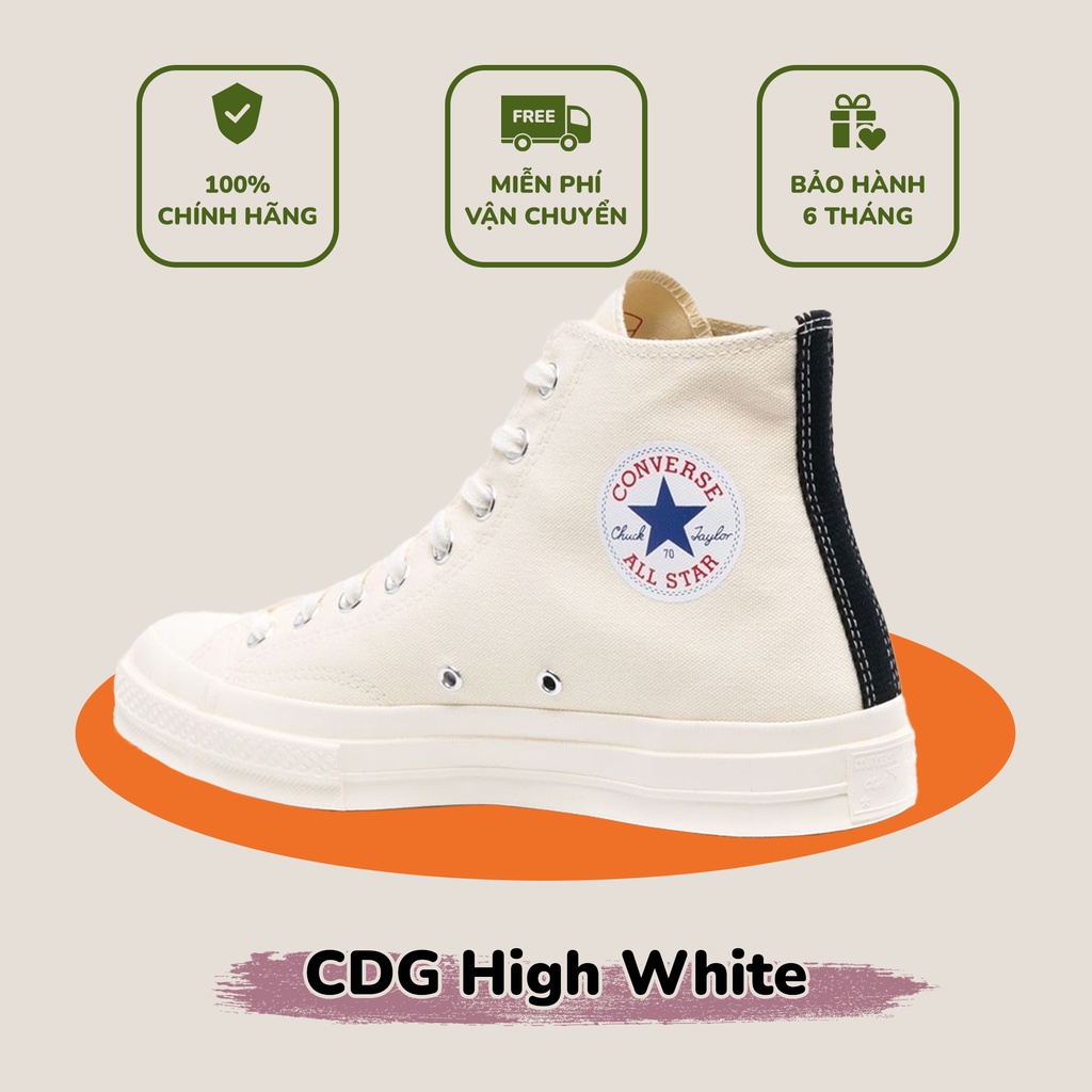 [  CHÍNH HÃNG ] giày sneaker CONVERSEE CDG HIGH WHITE