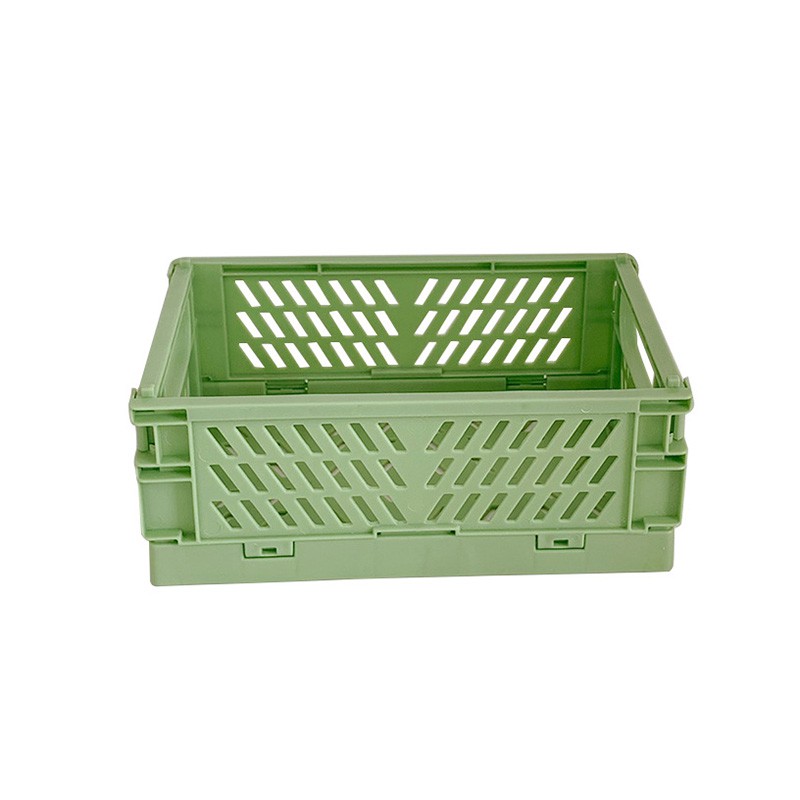 Mini Folding Plastic Storage Box Student Desktop Organizing Handbook Tape Stationery Skin Care Storage Basket ..tech