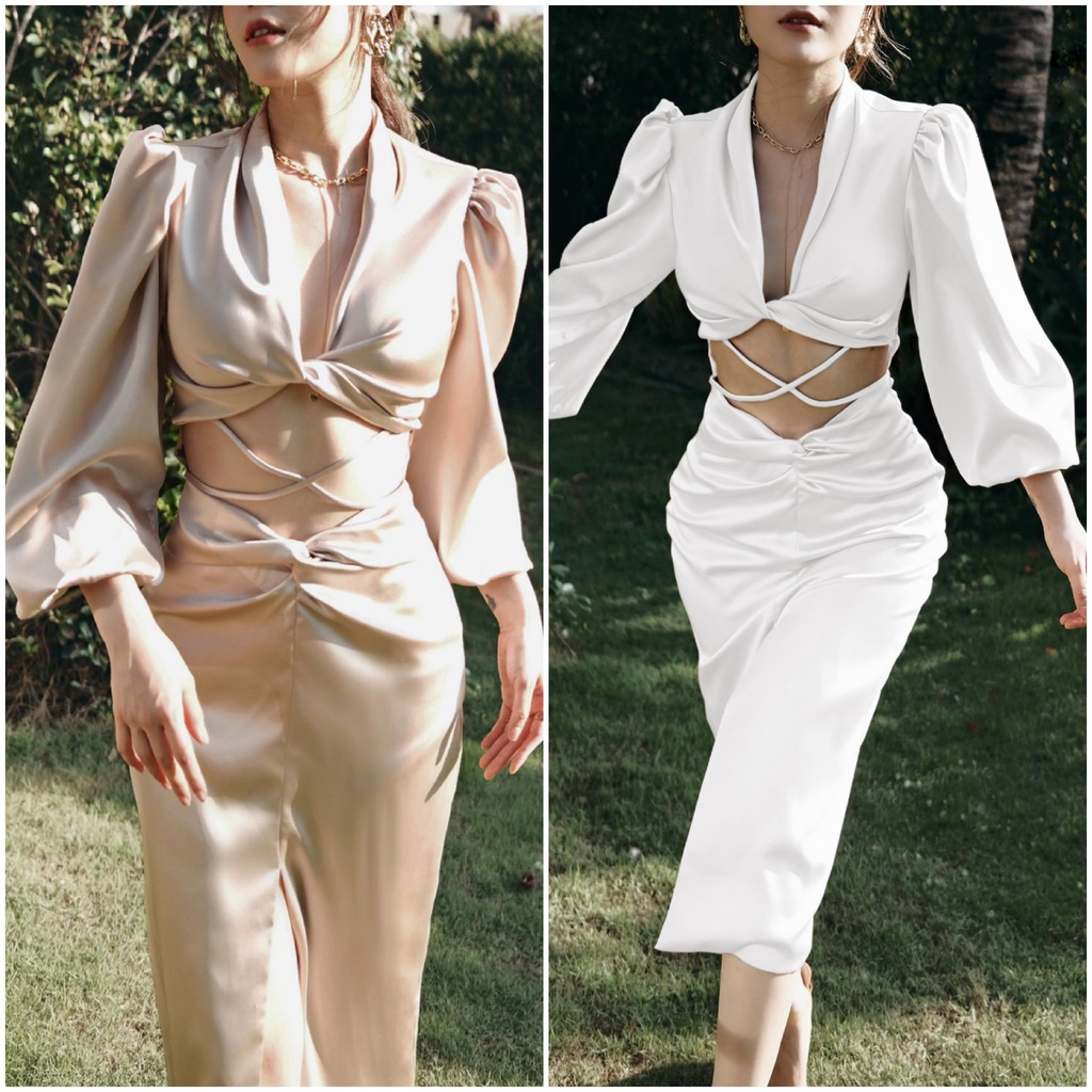 Đầm đi tiệc ôm body cổ V tay dài thiết kế sang trọng - Alice Dress