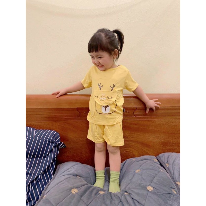 Bộ Thun Lạnh Hình Thú Nắp Túi K.Woo Cao Cấp Cho Bé 6_20kg