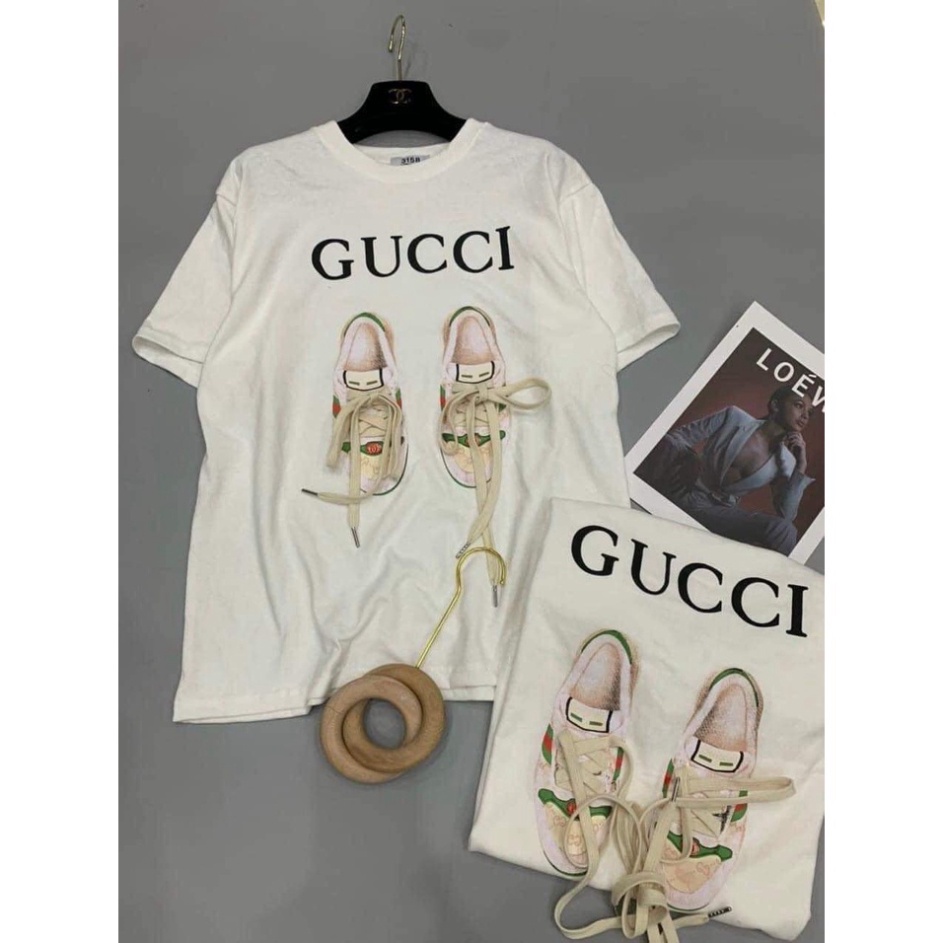 Áo phông nam và  nữ cộc tay form rộng hình đôi giày gucci đẹp, áo thun form rộng tay dài cổ tròn cotton 100% NVT- SPORT | BigBuy360 - bigbuy360.vn